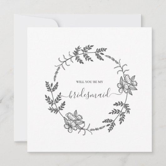 Delicate Floral Modern Bridesmaid Wedding Kaart (Voorkant)