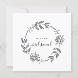 Delicate Floral Modern Bridesmaid Wedding Kaart