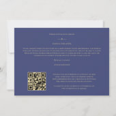 Delicate Floral Navy Blue & Gold 4 Photos Collage Save The Date (Achterkant)