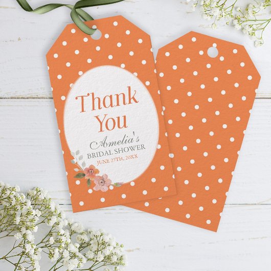 Delicate Floral Oranje Vrijgezellenfeest Hartelijk Cadeaulabel
