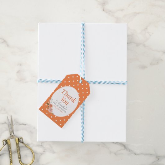 Delicate Floral Oranje Vrijgezellenfeest Hartelijk Cadeaulabel (Met Touw)