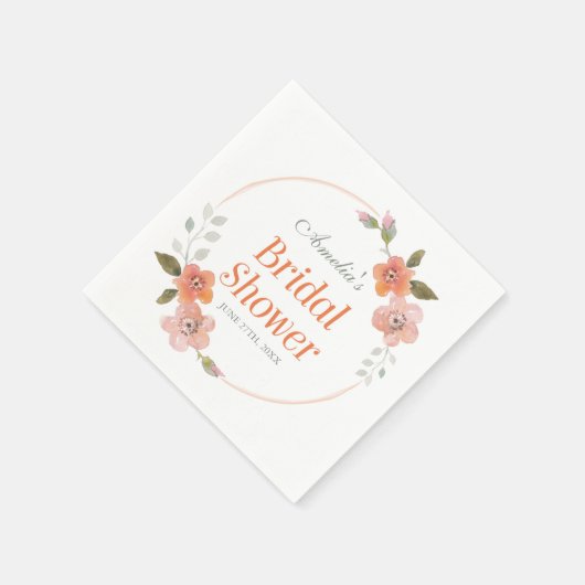 Delicate Floral Oranje Vrijgezellenfeest Servet (Hoek)