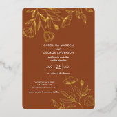Delicate floral outlines Wedding Foil Invitation Folie Uitnodiging (Voorkant)