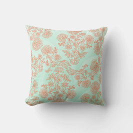 Delicate Floral Patroon Coral Mint Groen Naadloos Kussen