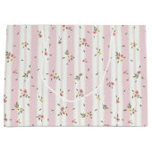 Delicate Floral Patroon Roze Grote Gift Bag Groot Cadeauzakje (Voorkant)
