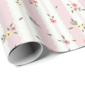 Delicate Floral Patroon Roze - Wrapping Paper Roll Cadeaupapier (Rol Hoek)