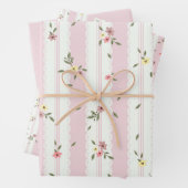 Delicate Floral Patroon Roze Wrapping Paper Set (In situ)