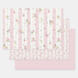 Delicate Floral Patroon Roze Wrapping Paper Set
