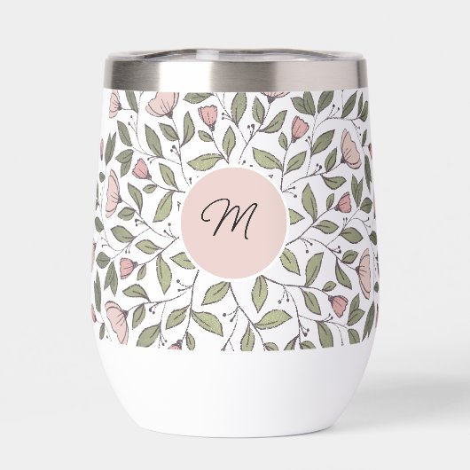 Delicate Floral Pattern Custom Monogram (Achterkant)