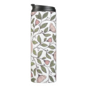 Delicate Floral Pattern Custom Monogram Thermosbeker (Geroteerd rechts)