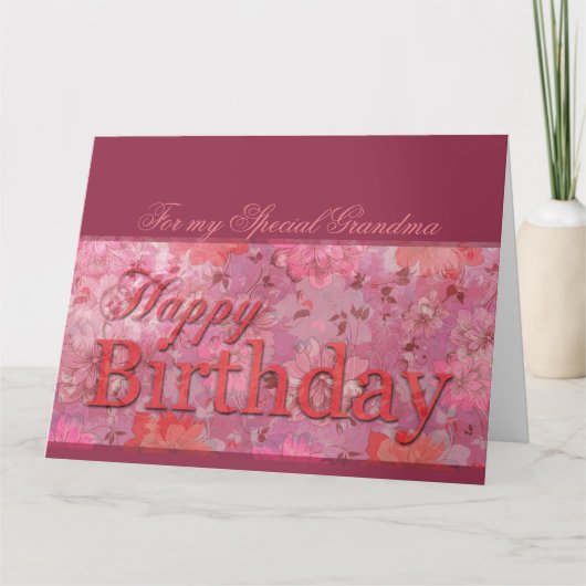 Delicate Floral pattern Grandma Birthday XL card Kaart (Voorkant)