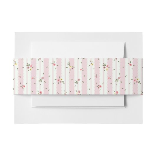 Delicate Floral Pattern Invitation Belly Band Uitnodigingen Wikkel (Voorkant Voorbeeld)