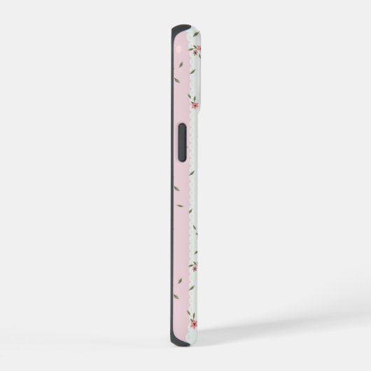 Delicate Floral Pattern Pink iPhone 15 Case (Rechterkant)