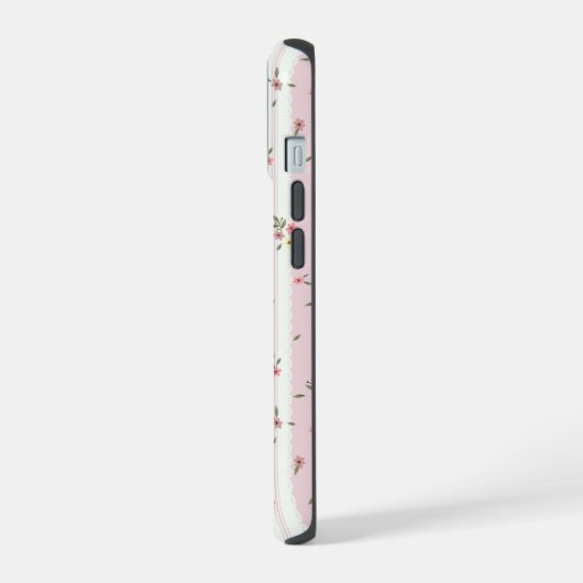 Delicate Floral Pattern Pink iPhone 15 Case (Linkerkant)
