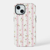 Delicate Floral Pattern Pink iPhone 15 Case (Achterkant)