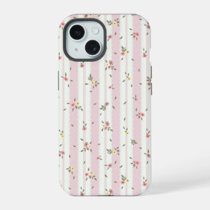 Delicate Floral Pattern Pink iPhone 15 Case