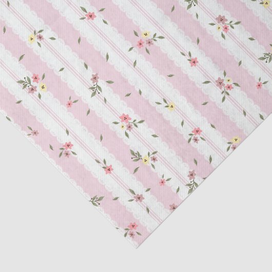 Delicate Floral Pattern Pink Tissue Paper Tissuepapier (Detail)