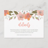 Delicate Floral Peach bruiloft details Informatiekaartje (Voorkant)