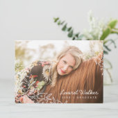Delicate Floral Photo Afstuderen Aankondiging (Staand voorkant)