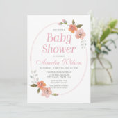 Delicate Floral Pink Baby shower Uitnodiging (Staand voorkant)