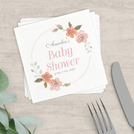Delicate Floral Pink Girl Baby shower Servetten