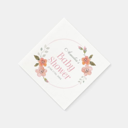 Delicate Floral Pink Girl Baby shower Servetten (Hoek)