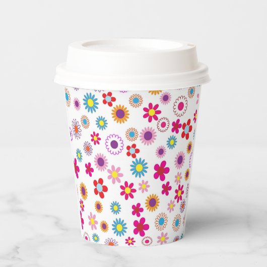 Delicate Floral Print Paper Cup – Elegant Papieren Bekers (Voorkant)