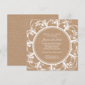 Delicate Floral repesal Dinner Invite op burlap Kaart (Voorkant / Achterkant)