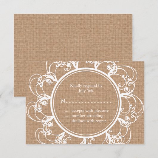 Delicate Floral RSVP op jute (Voorkant / Achterkant)