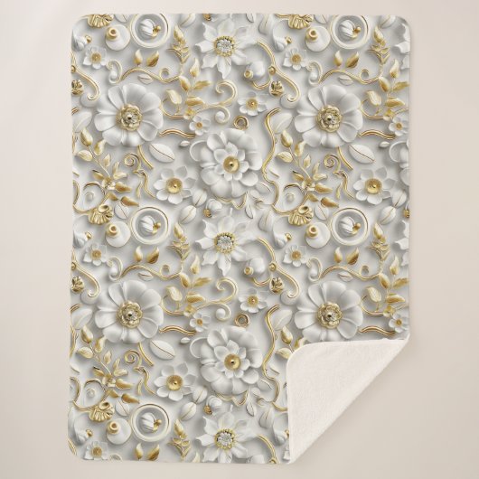 Delicate Floral Sherpa Deken (Voorkant)