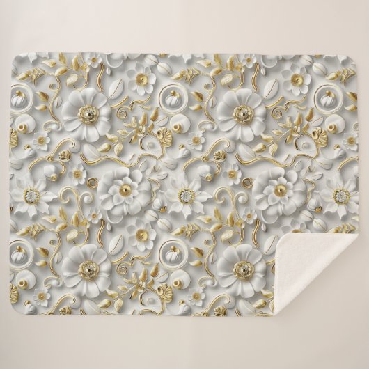 Delicate Floral Sherpa Deken (Voorkant (horizontaal))