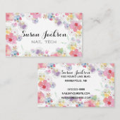 Delicate Floral Soft Multicolor Script Business Visitekaartje (Voorkant / Achterkant)