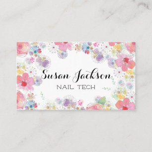 Delicate Floral Soft Multicolor Script Business Visitekaartje