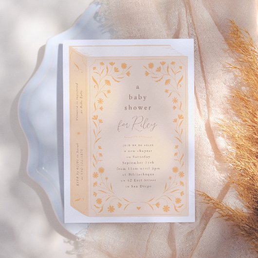 Delicate Floral Storybook Baby shower Kaart