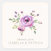 Delicate Floral Thank You Vierkante Sticker (Voorkant)