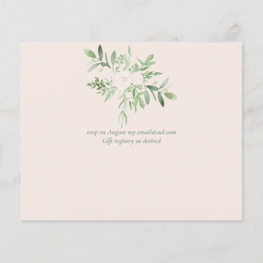 Delicate Floral Threaded Baby shower nodigt begrot (Achterkant)