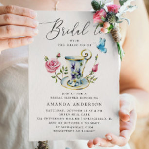 Delicate Floral Vrijgezellenfeest met Elegant Scri Kaart