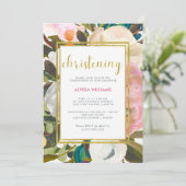 Delicate Floral-Waterverf | Christening Kaart (Staand voorkant)