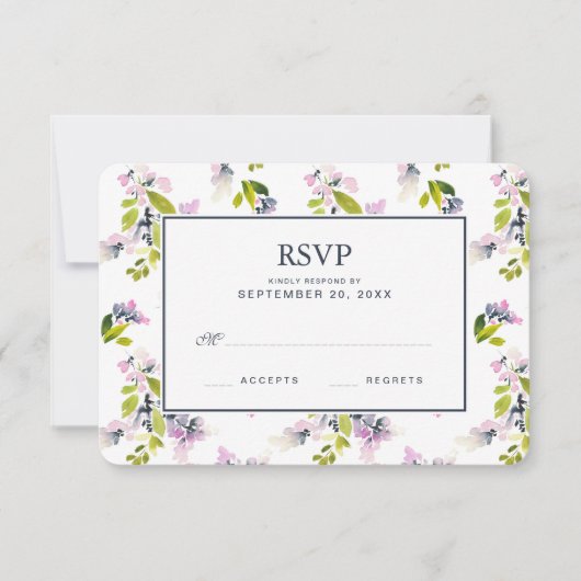 Delicate Floral Waterverf - Wedding RSVP (Voorkant)