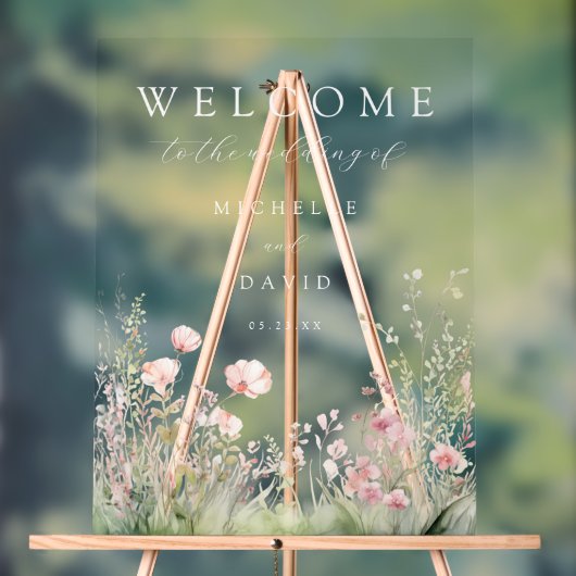 Delicate Floral Wedding Acryl Bord (Neutraal)