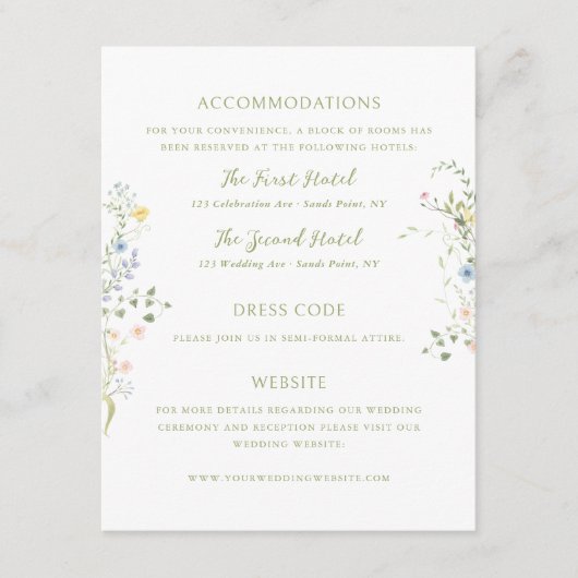 Delicate Floral Wedding Details Informatiekaartje (Voorkant)