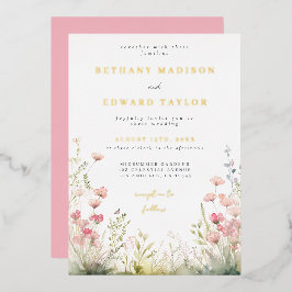 Delicate Floral Wedding Folie Invitation Folie Uitnodiging