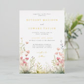 Delicate Floral Wedding Folie Invitation Uitnodiging (Staand Voorkant)