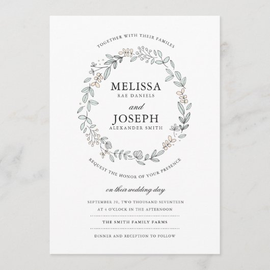 Delicate Floral Wedding Invitation (Voorkant)