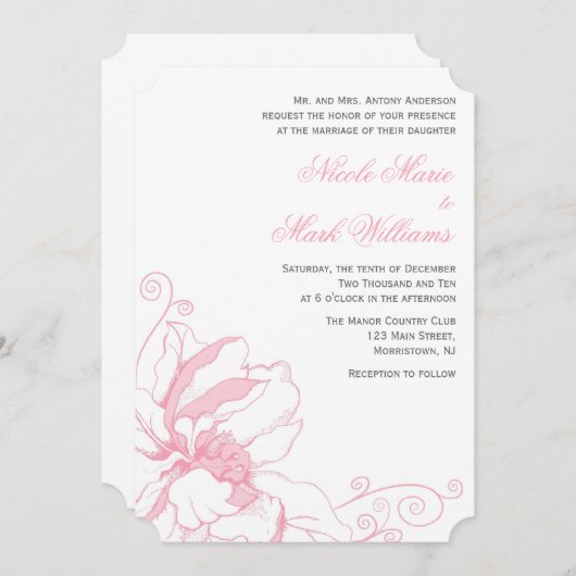 Delicate Floral Wedding Invitations Kaart (Voorkant / Achterkant)