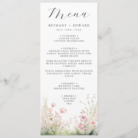 Delicate Floral Wedding Menu (Voorkant)