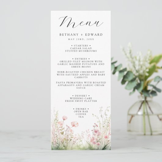 Delicate Floral Wedding Menu (Staand voorkant)