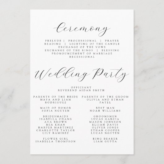 Delicate Floral Wedding Programmakaart (Achterkant)