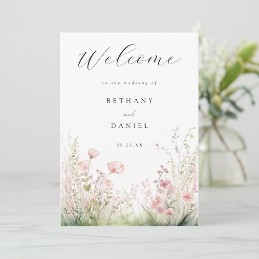 Delicate Floral Wedding Programmakaart (Staand voorkant)