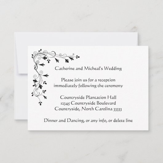 Delicate floral Wedding Reception Location Insert Kaart (Voorkant)